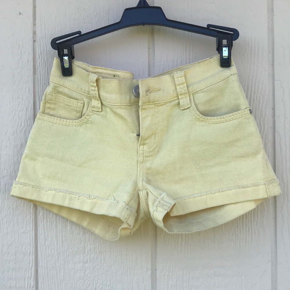 Yellow denim shorts